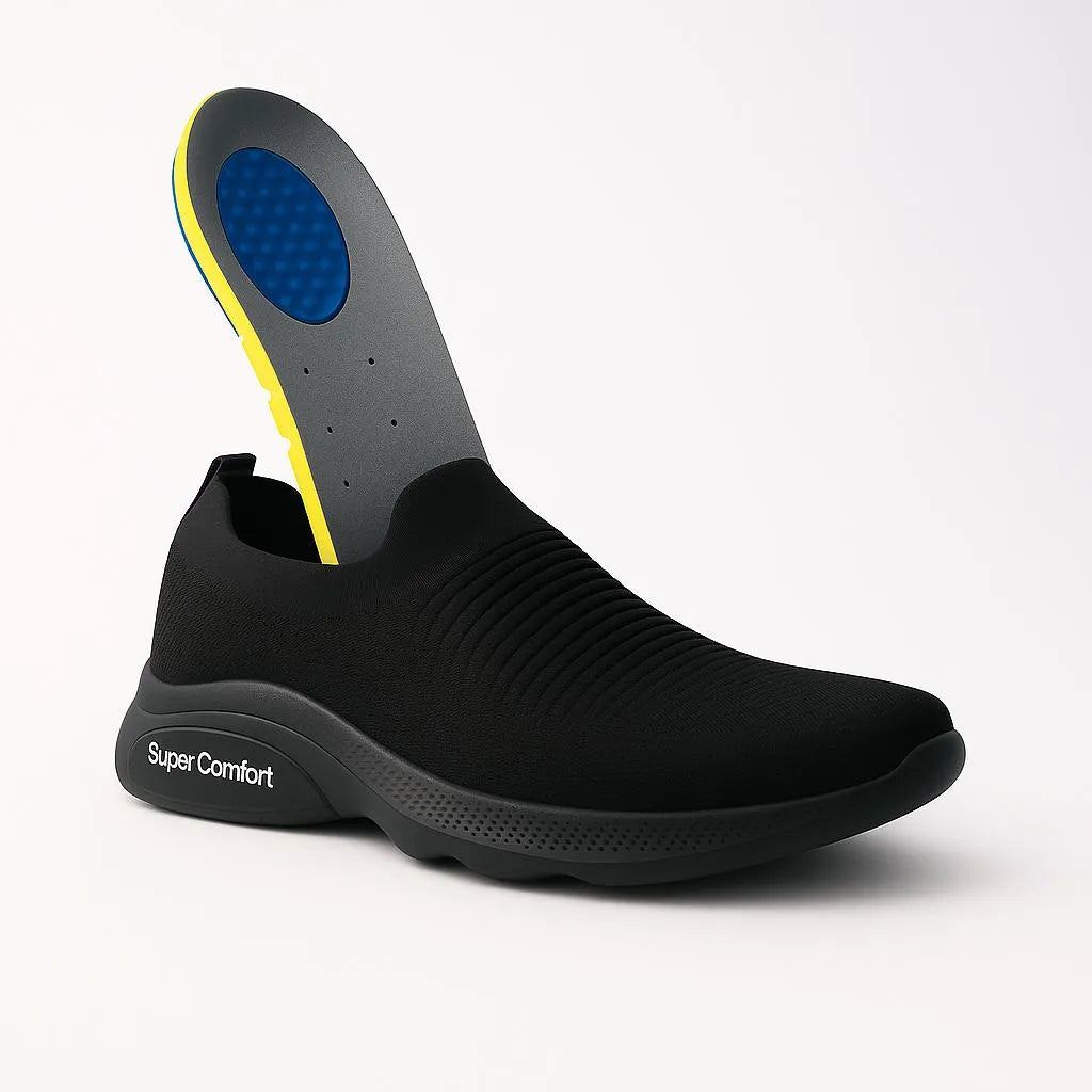 Men's black EVA casual slip-on shoes - front view