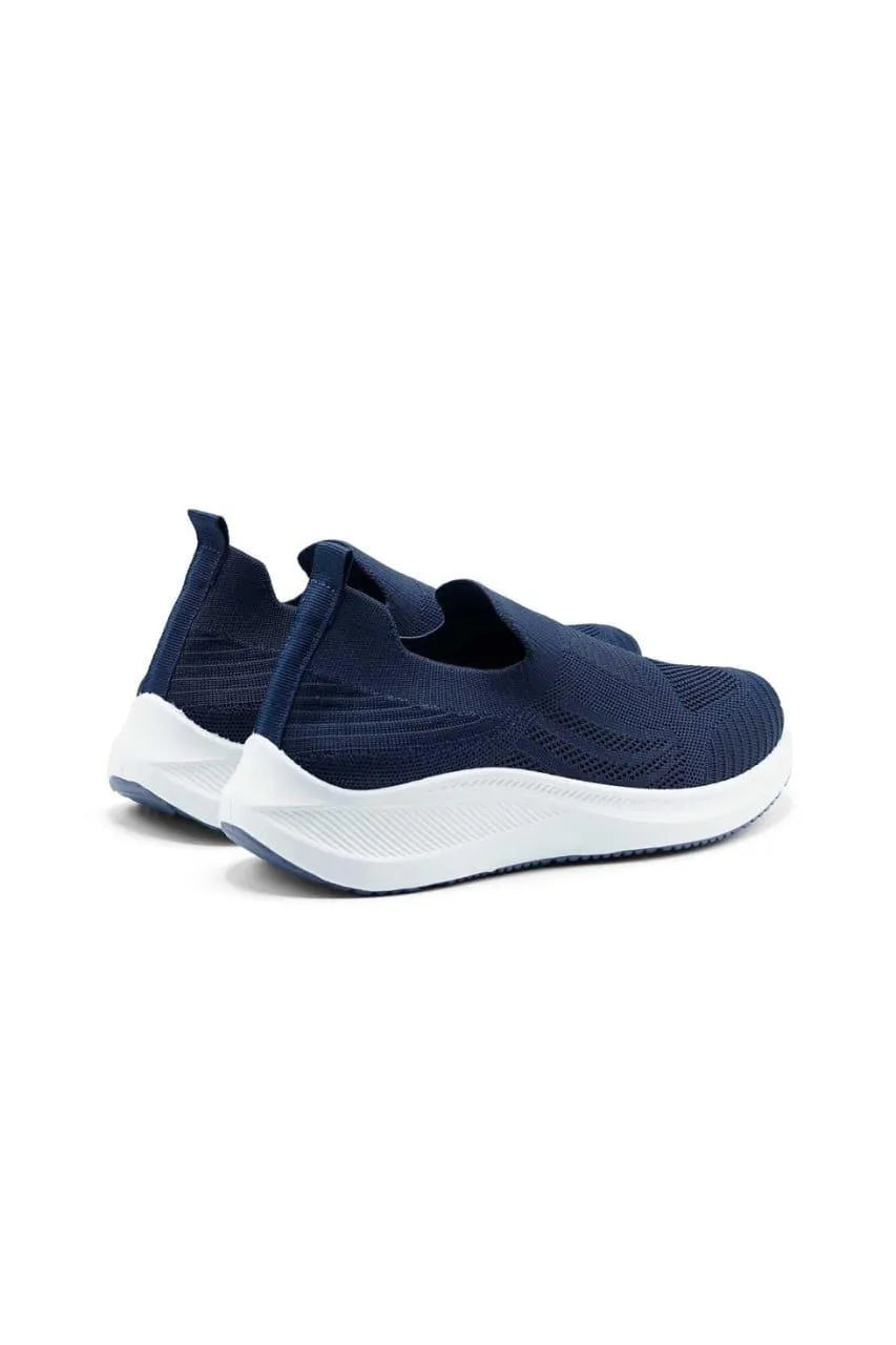 Men's navy blue slip-on walking sneakers - close-up detail