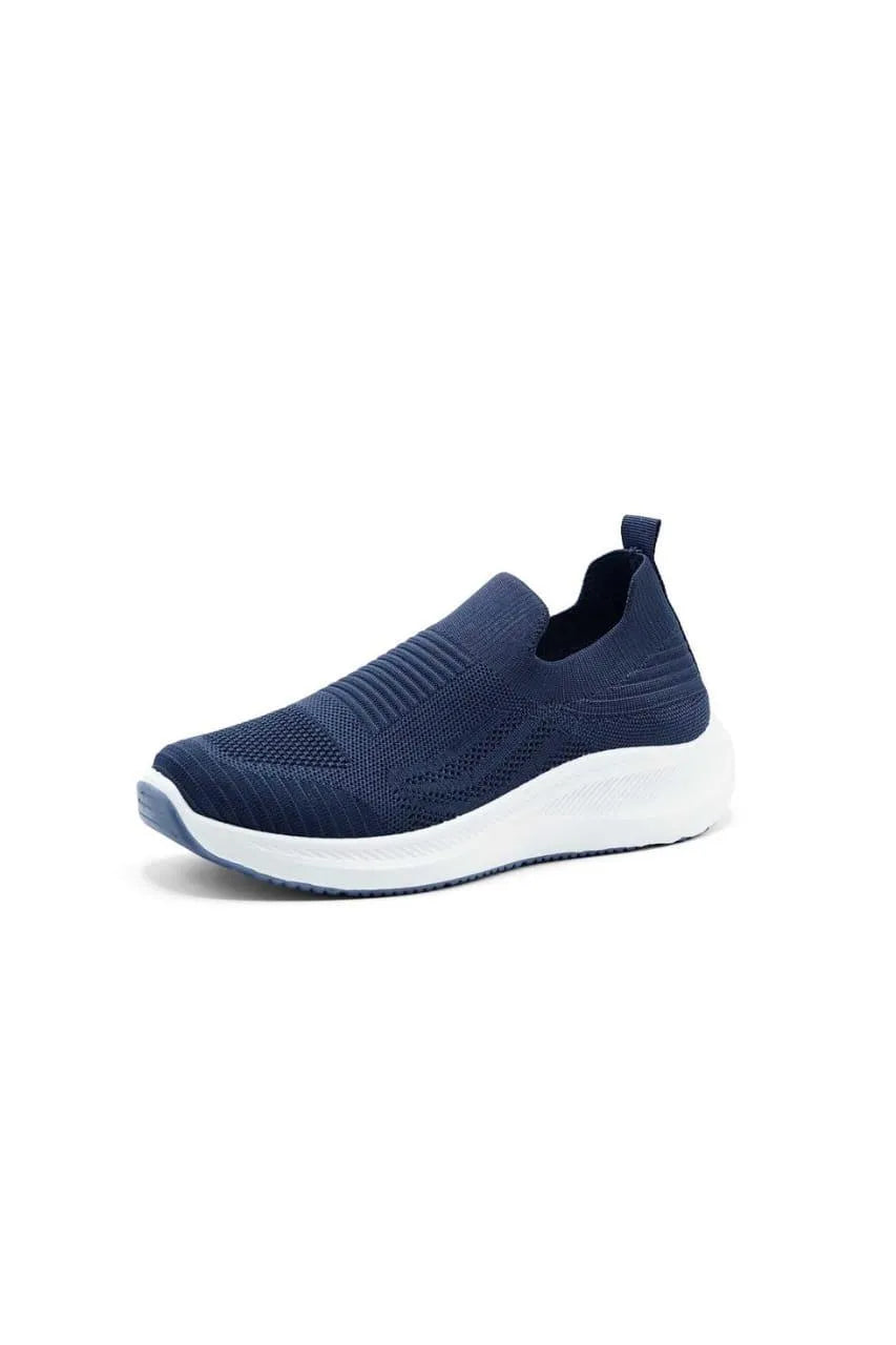 Men's navy blue slip-on walking sneakers - lifestyle view