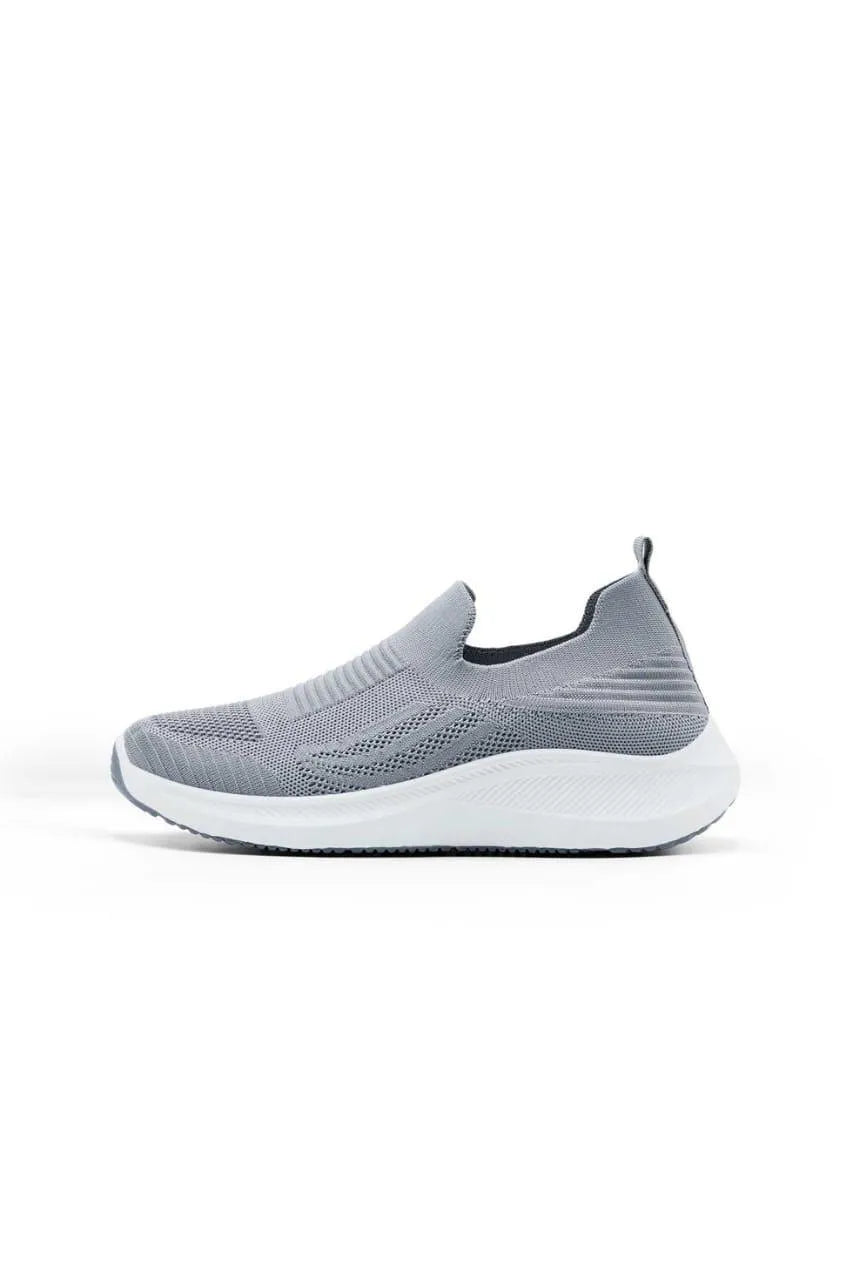 Men's grey slip-on walking sneakers front view