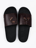 Men's black tassel slide slippers - PU leather pair