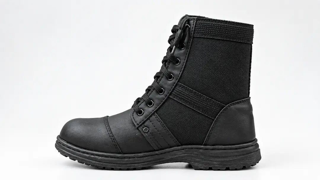 Tactical army combat boots - grip sole detail