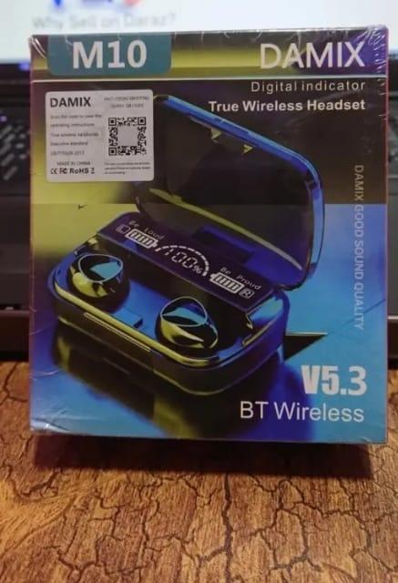 Water resistant black Bluetooth 5.3 earbuds – charging case view