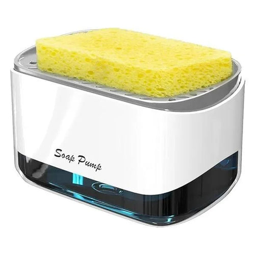 2-in-1 Soap Dispenser & Sponge Holder - White Transparent