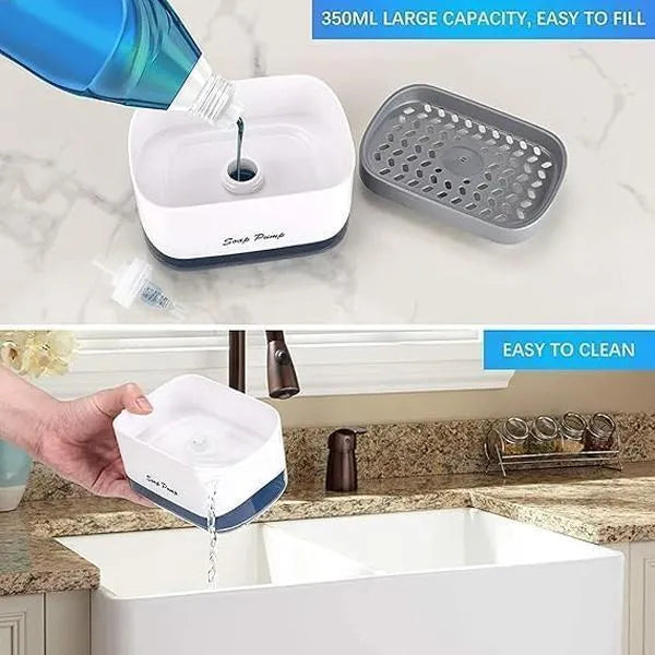 2-in-1 Soap Dispenser & Sponge Holder - White Transparent (view 3)