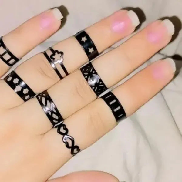 10-piece adjustable alloy ring set Pakistan – gift for him and her