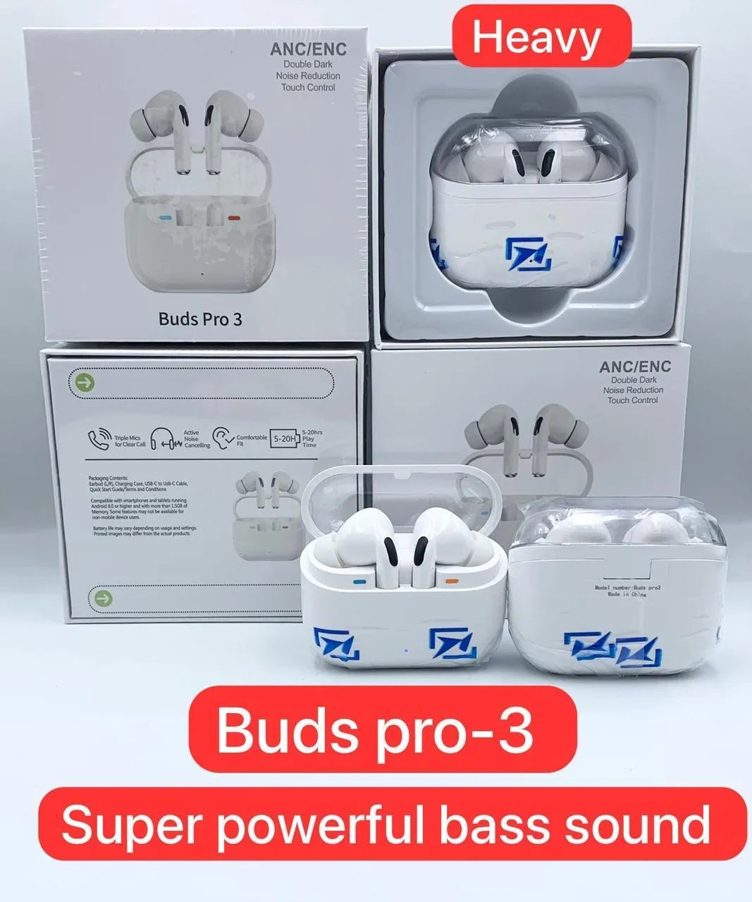 Wireless bluetooth earbuds - box contents view
