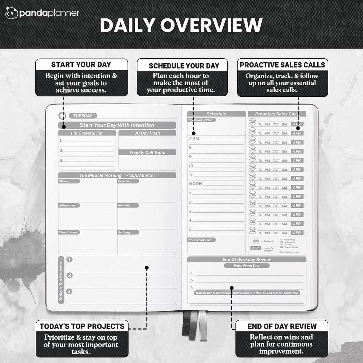 Panda Planner Sales Pro Planner 2026, 90-Day Undated Work Planner (view 3)