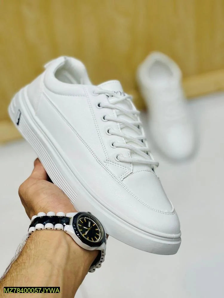 Men's white sneakers Pakistan – textured rexene close-up