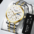Men's luxurious gold steel watch with luminous dial – front view