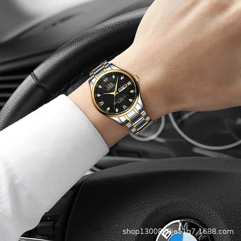 Laudible gold watch ultra-thin design front view
