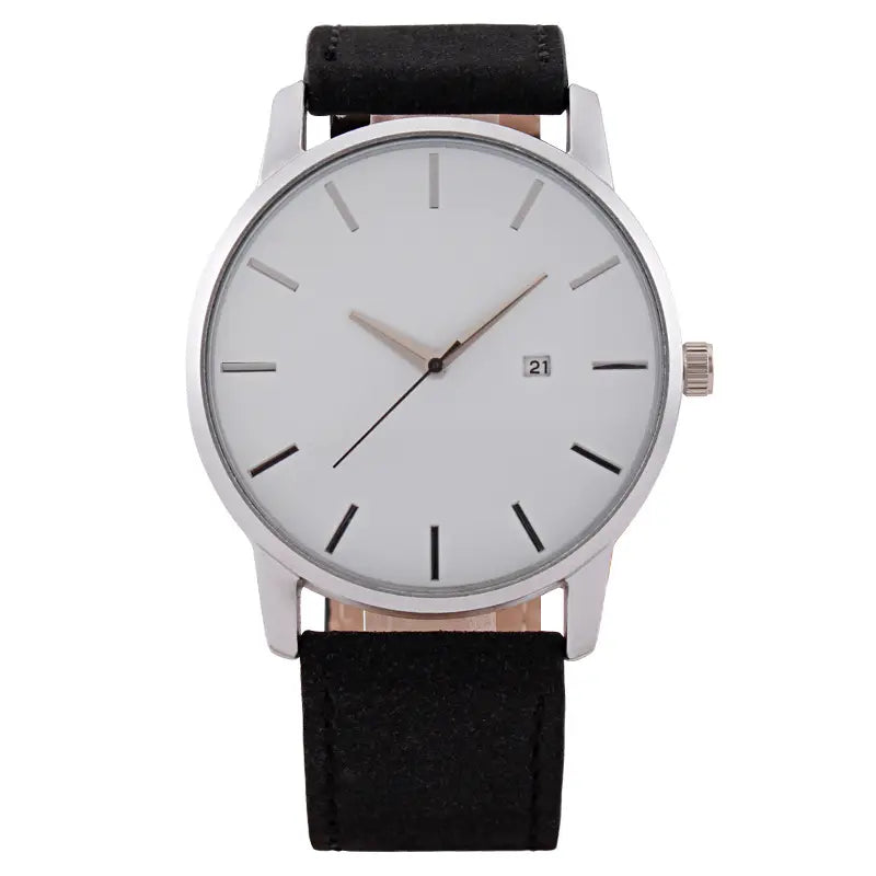 Quartz calendar watch - white dial with gold accents