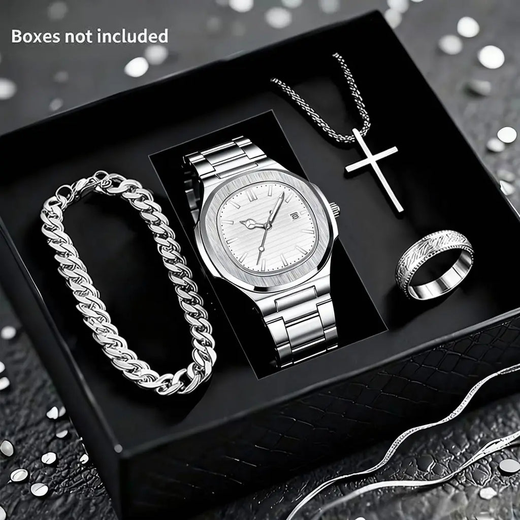 Men's quartz business watch – strap and dial detail