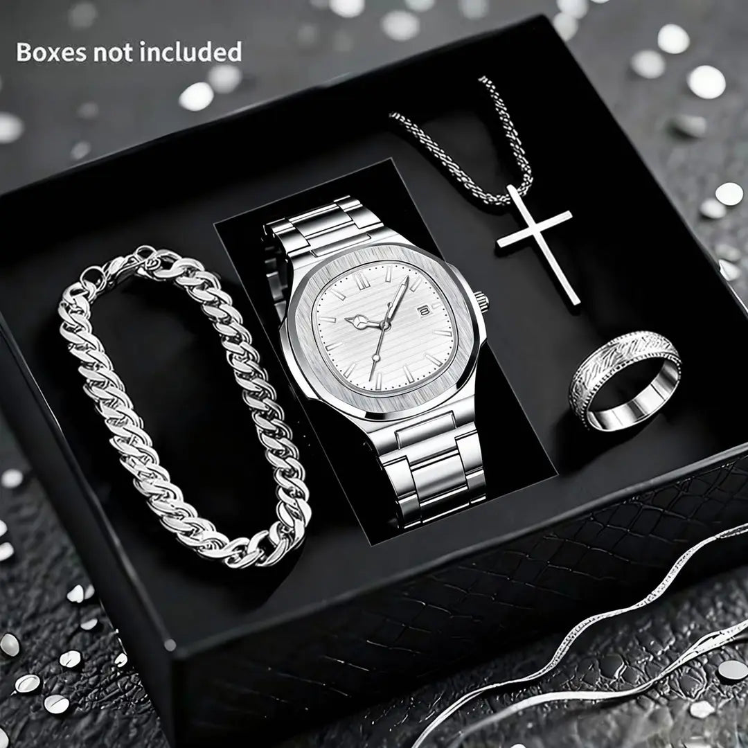 Men's quartz business watch – strap and dial detail