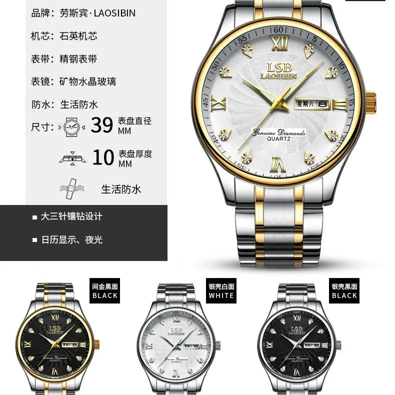 Laudible quartz watch gold dial close-up