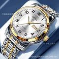 Men's gold and silver mechanical watch, china import - front view