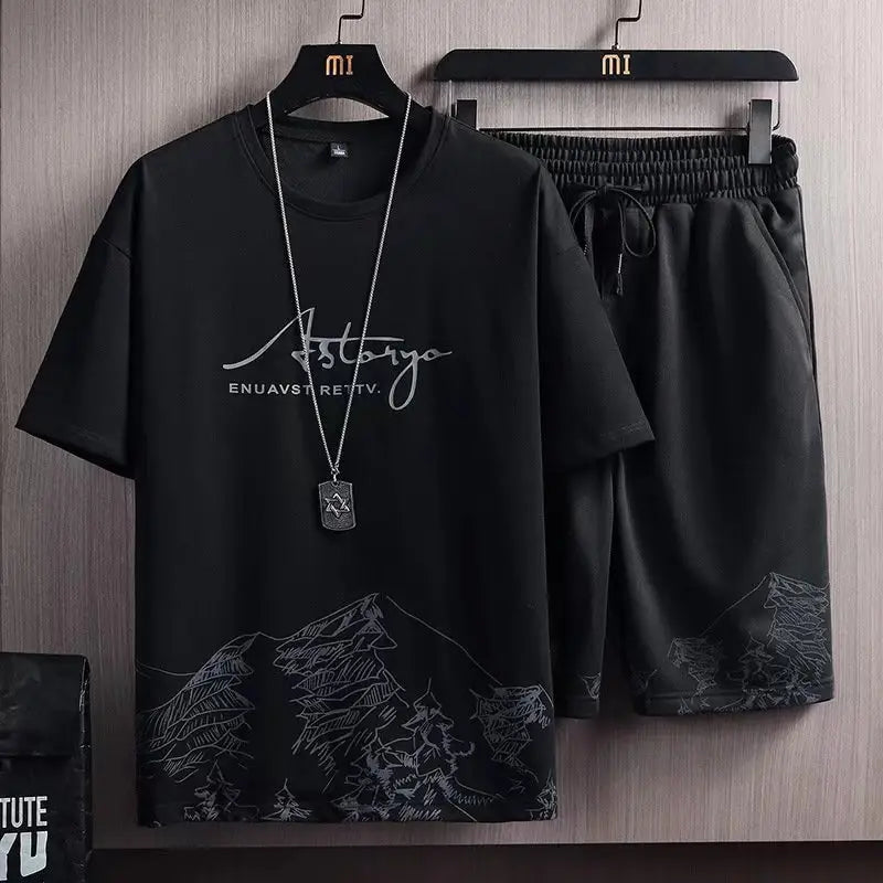 Men's snow mountain print t-shirt - front view