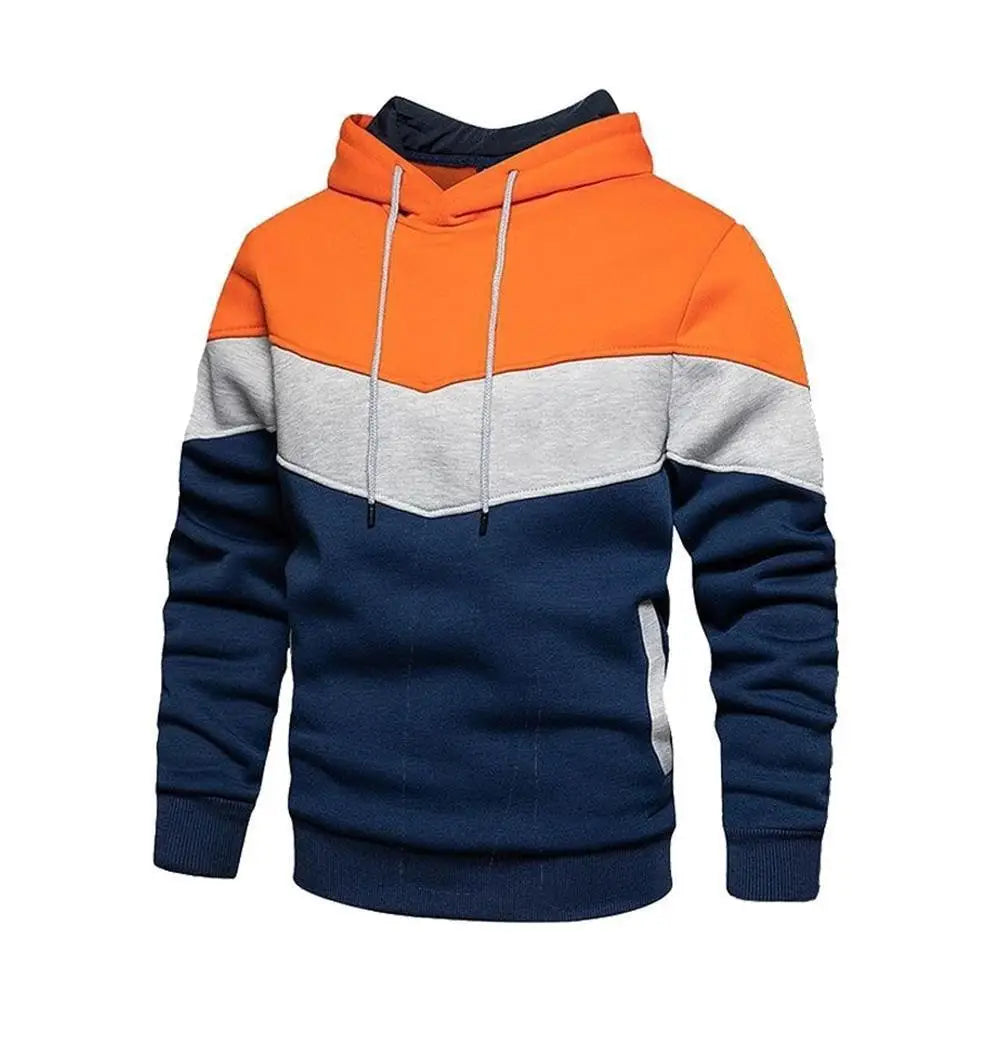 Yellow white and blue fleece hoodie casual winter sports, china import - lifestyle view