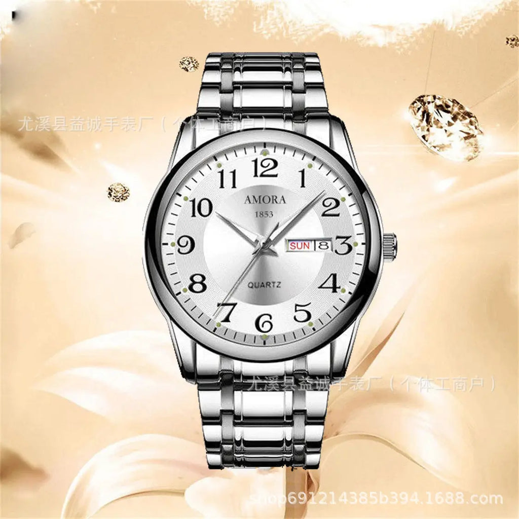 Men's gold and silver mechanical watch, china import - lifestyle view