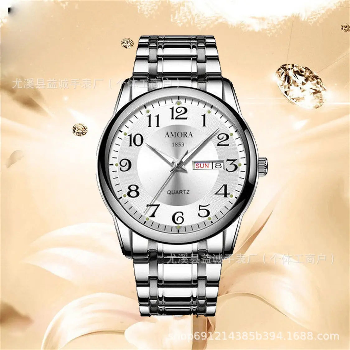 Men's gold and silver mechanical watch, china import - lifestyle view